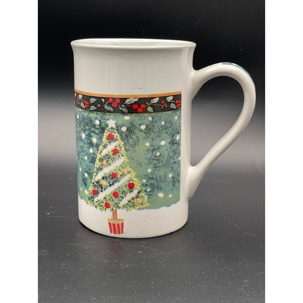 Royal Norfolk Christmas Tree Holiday Mug Ceramic White Green Red 5in‎
